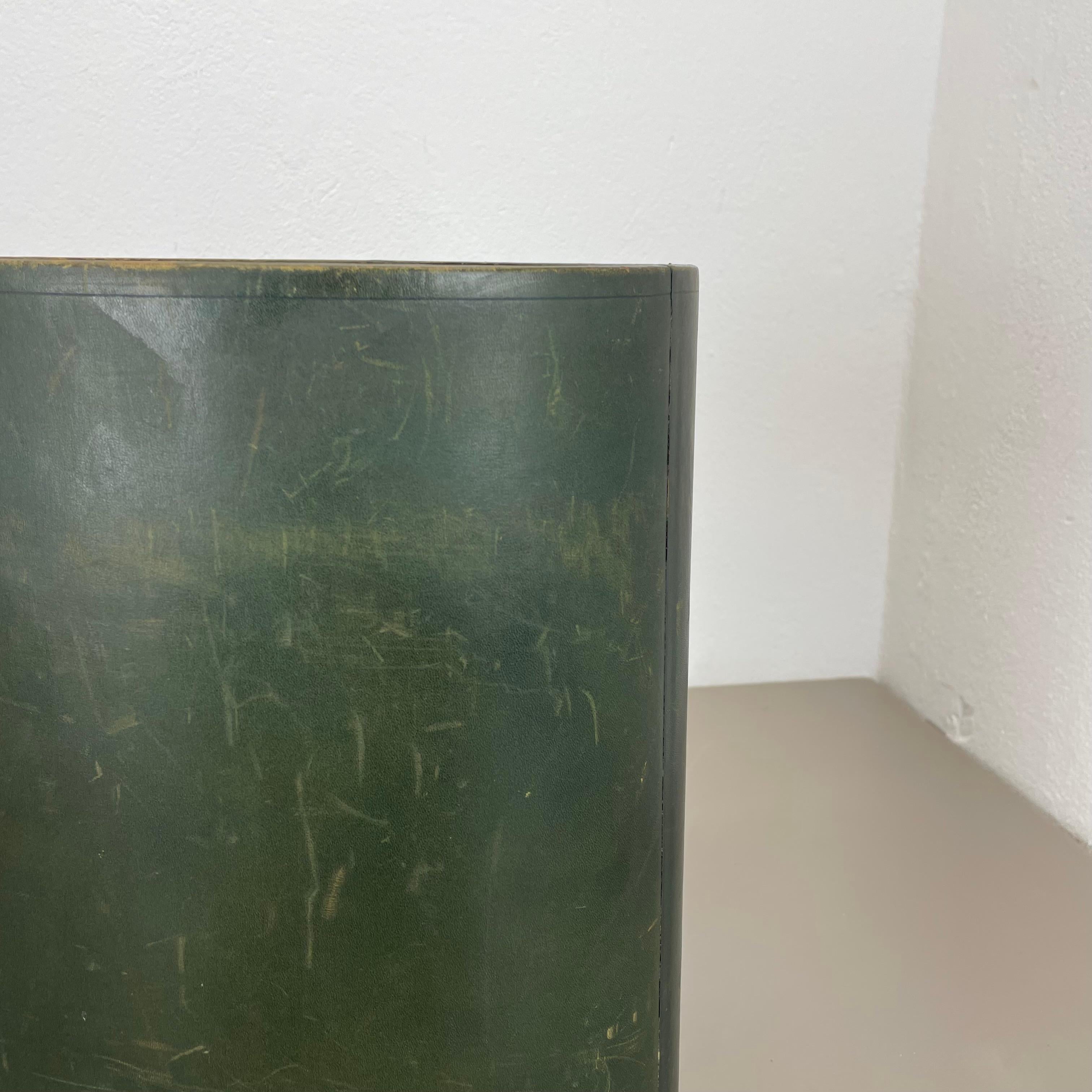 lovely real green leather paper bin basket Auböck Style, Germany 1970s For Sale 9