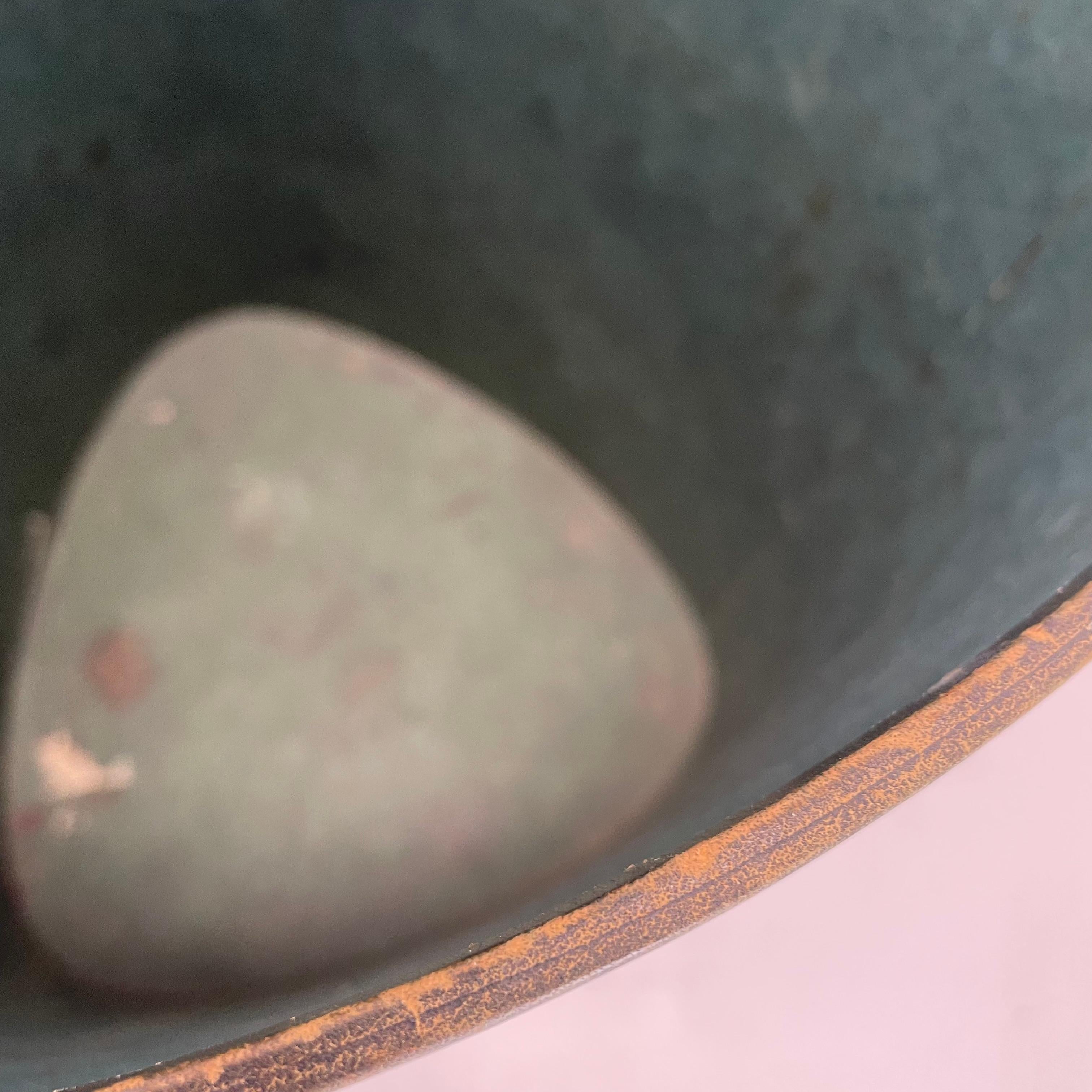 lovely real green leather paper bin basket Auböck Style, Germany 1970s For Sale 2