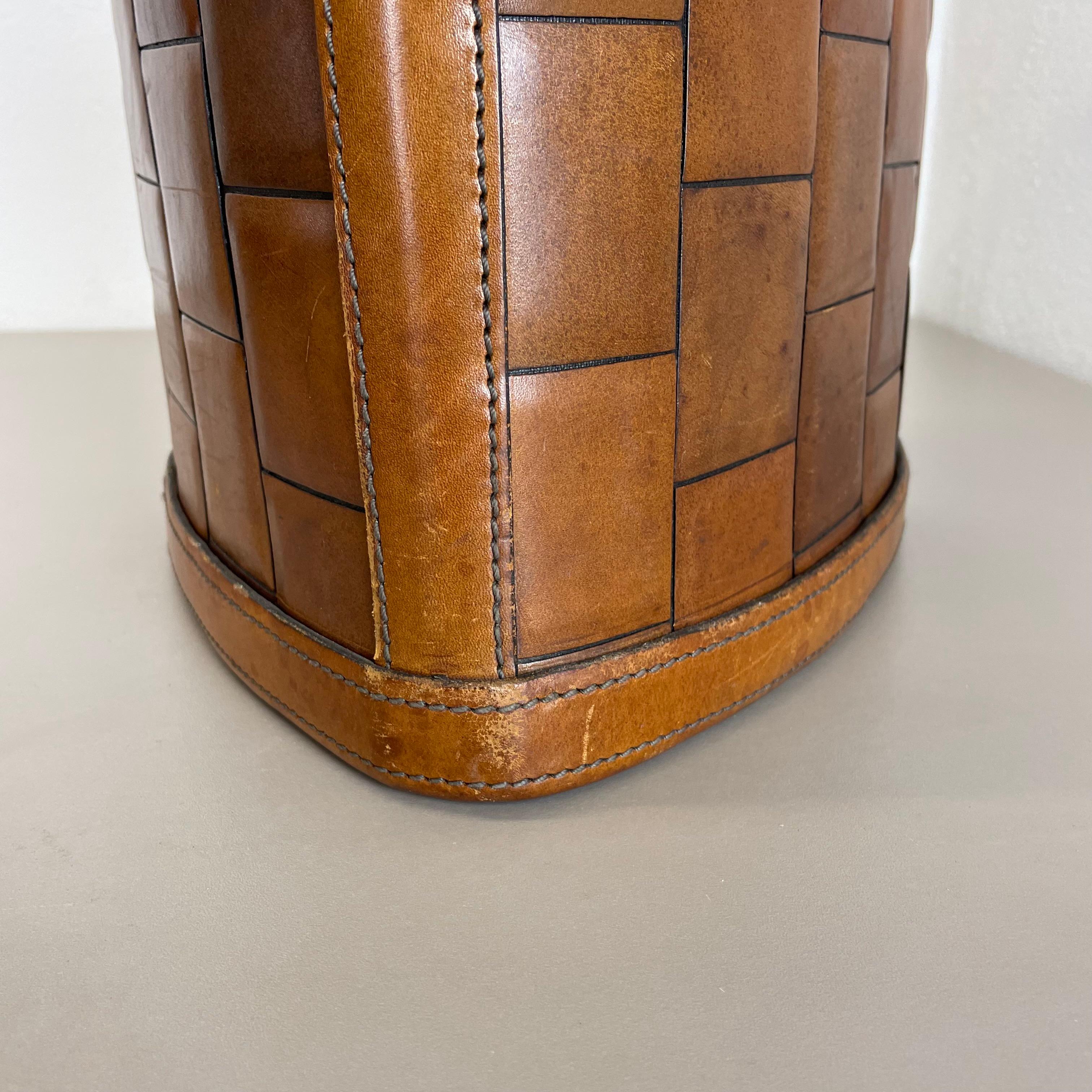 lovely real leather PATCHWORK paper bin basket Auböck Style, Germany 1960s For Sale 9