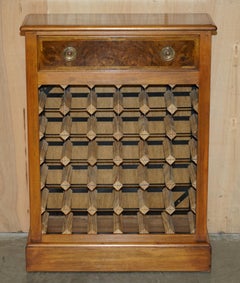 LOVELY RECLAIMED BURR WALNUT 36 BOTTLE WINE CHAMPAGNE RACK SiDEBOARD WITH DRAWER