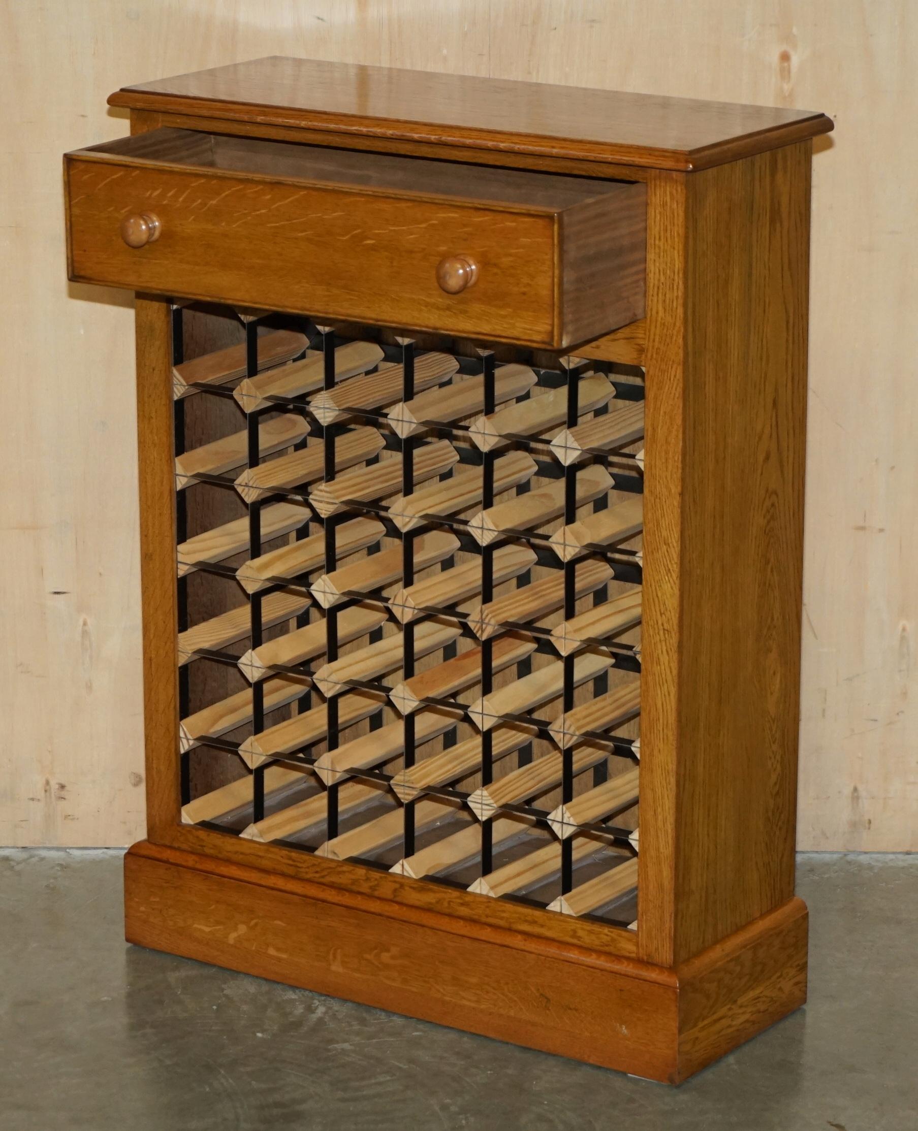 LOVELY RECLAIMED POLLARD OAK 36 BOTTLE WINE CHAMPAGNE RACK SIDEBOARD WiTH DRAWER For Sale 7