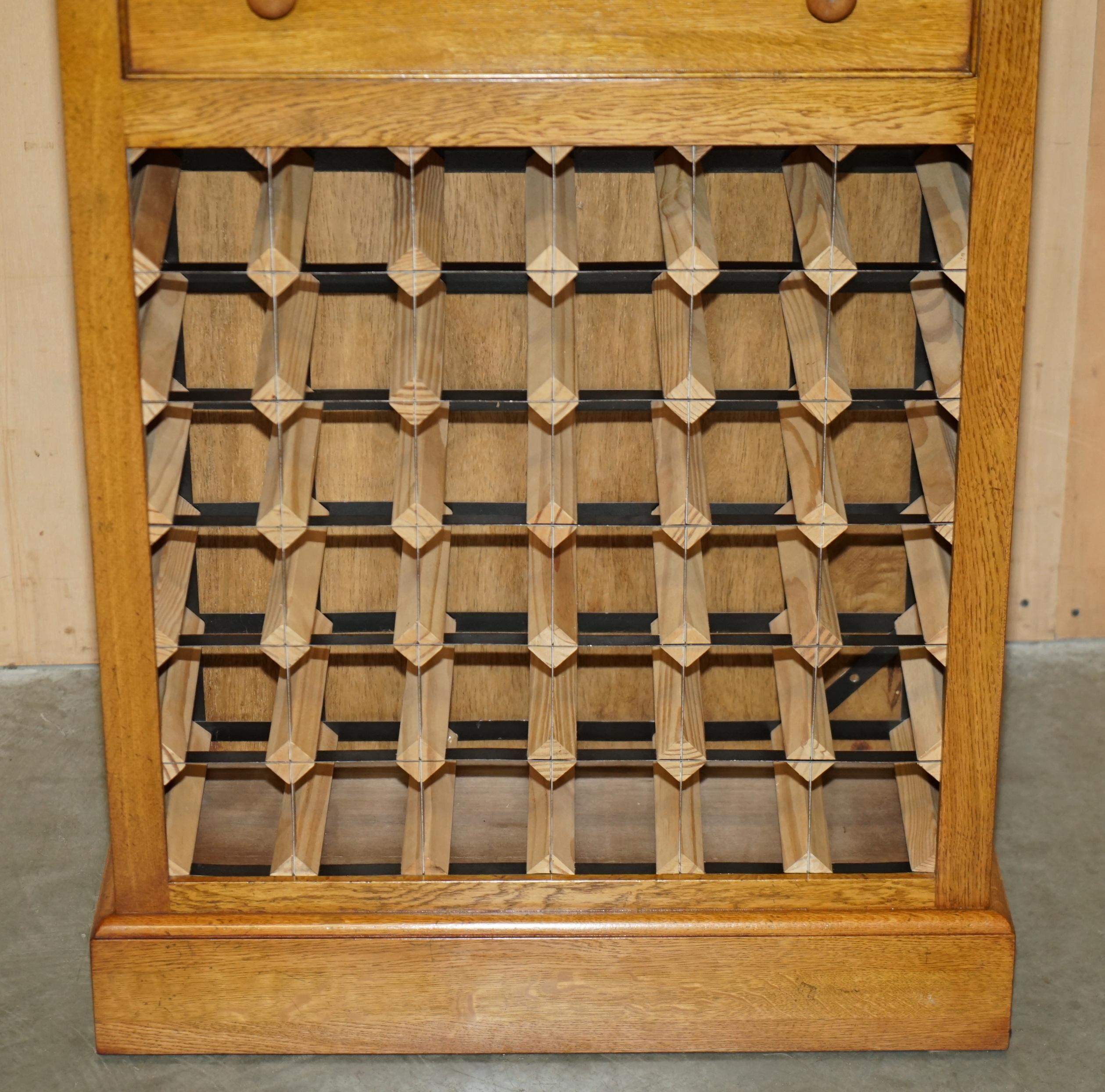 Mid-Century Modern LOVELY RECLAIMED POLLARD OAK 36 BOTTLE WINE CHAMPAGNE RACK SIDEBOARD WiTH DRAWER For Sale
