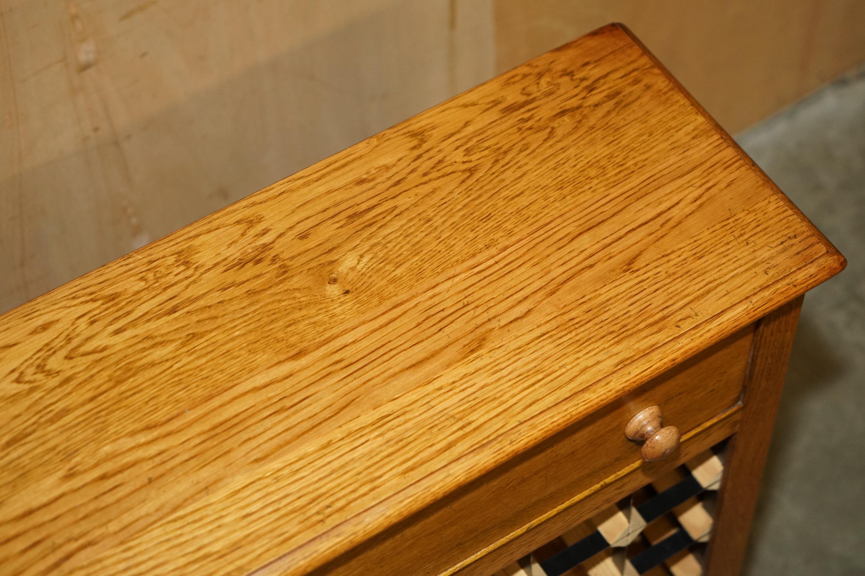 LOVELY RECLAIMED POLLARD OAK 36 BOTTLE WINE CHAMPAGNE RACK SIDEBOARD WiTH DRAWER For Sale 1