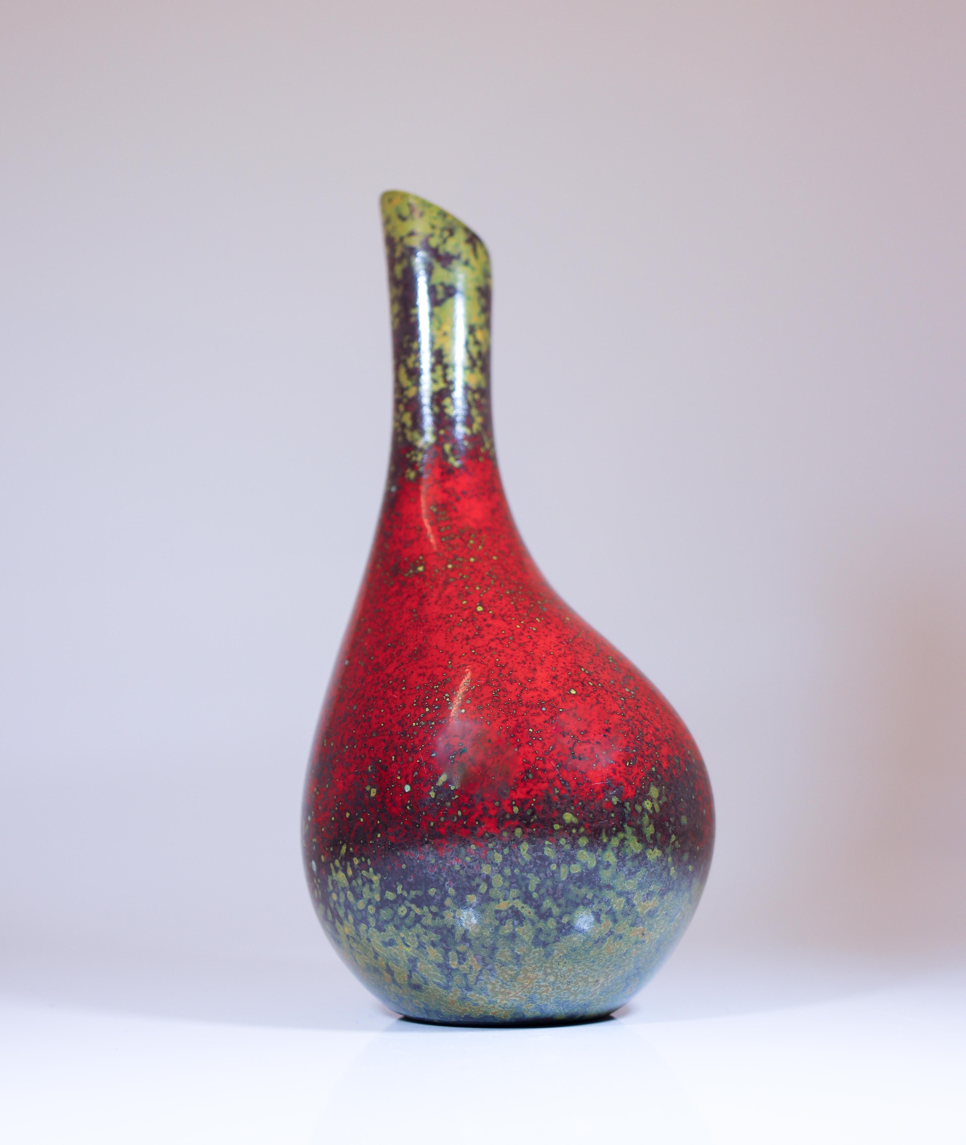 Hübsche rote Vase, Eathenware von Hans Hedberg, Biot, Frankreich im Zustand „Hervorragend“ im Angebot in Stockholm, SE