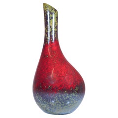 Joli vase rouge, Eathenware by Hans Hedberg, Biot, France