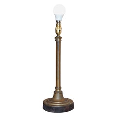 Lovely Refurbished Gilt Bronze Antique Railway Table Lamp New Hardwood Bases