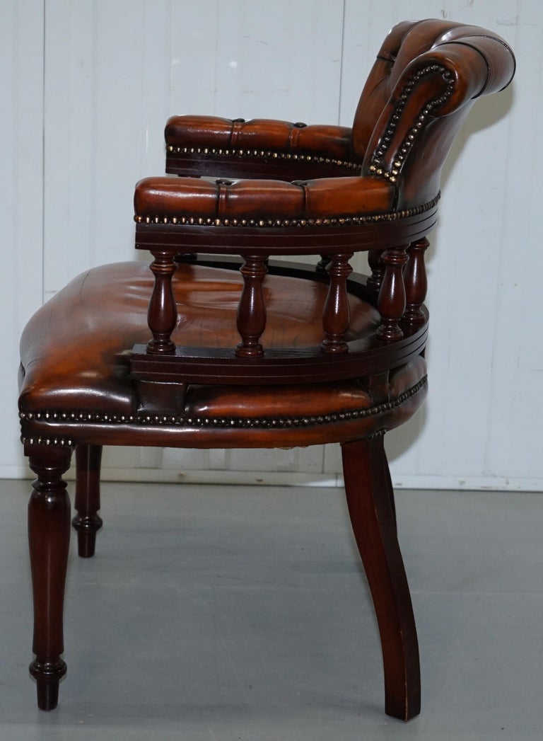 Lovely Restored 1960 Chesterfield Vintage Brown Leather Directors