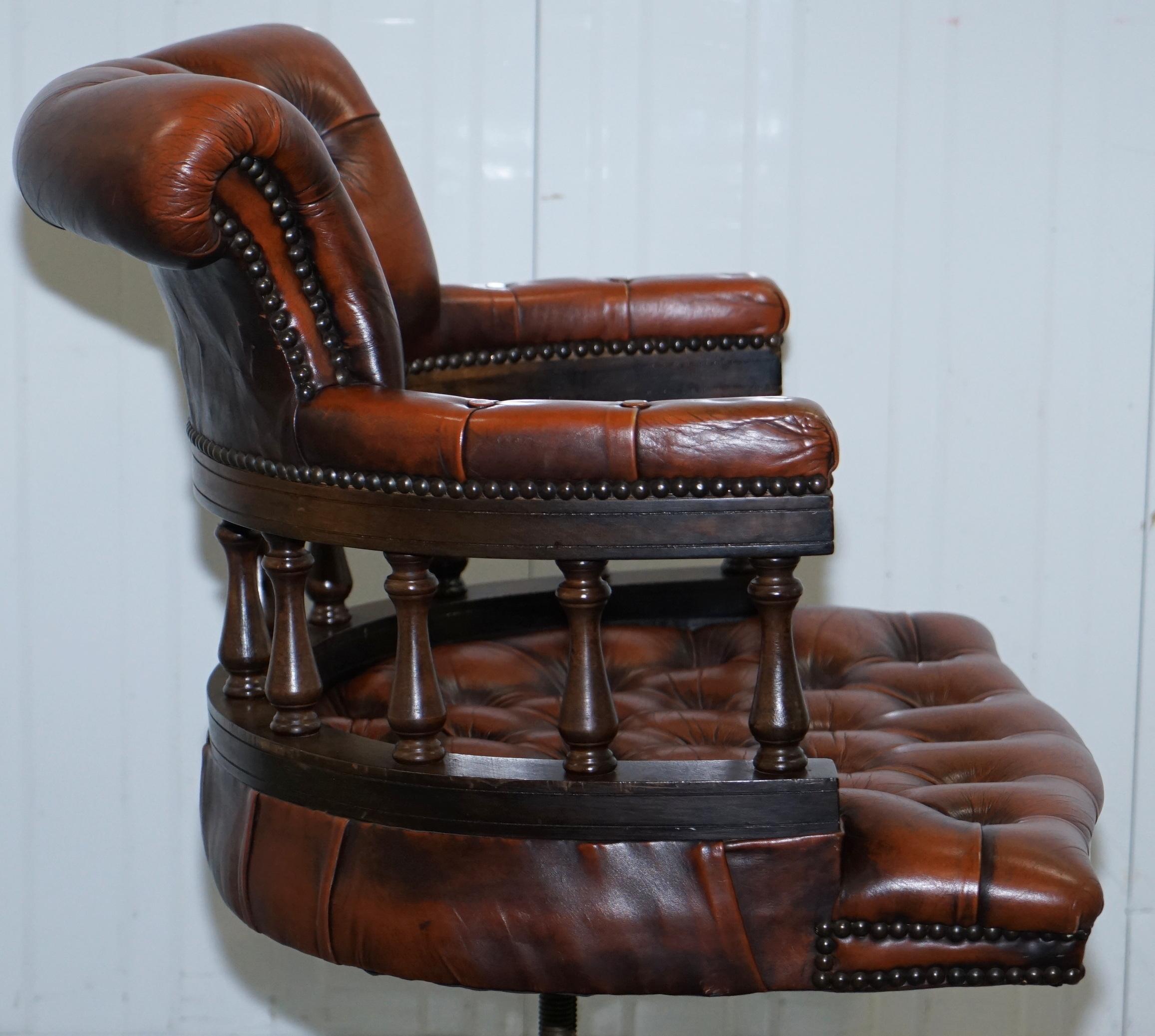 Lovely Restored 1967 Chesterfield Vintage Brown Leather Directors Captains Chair 5
