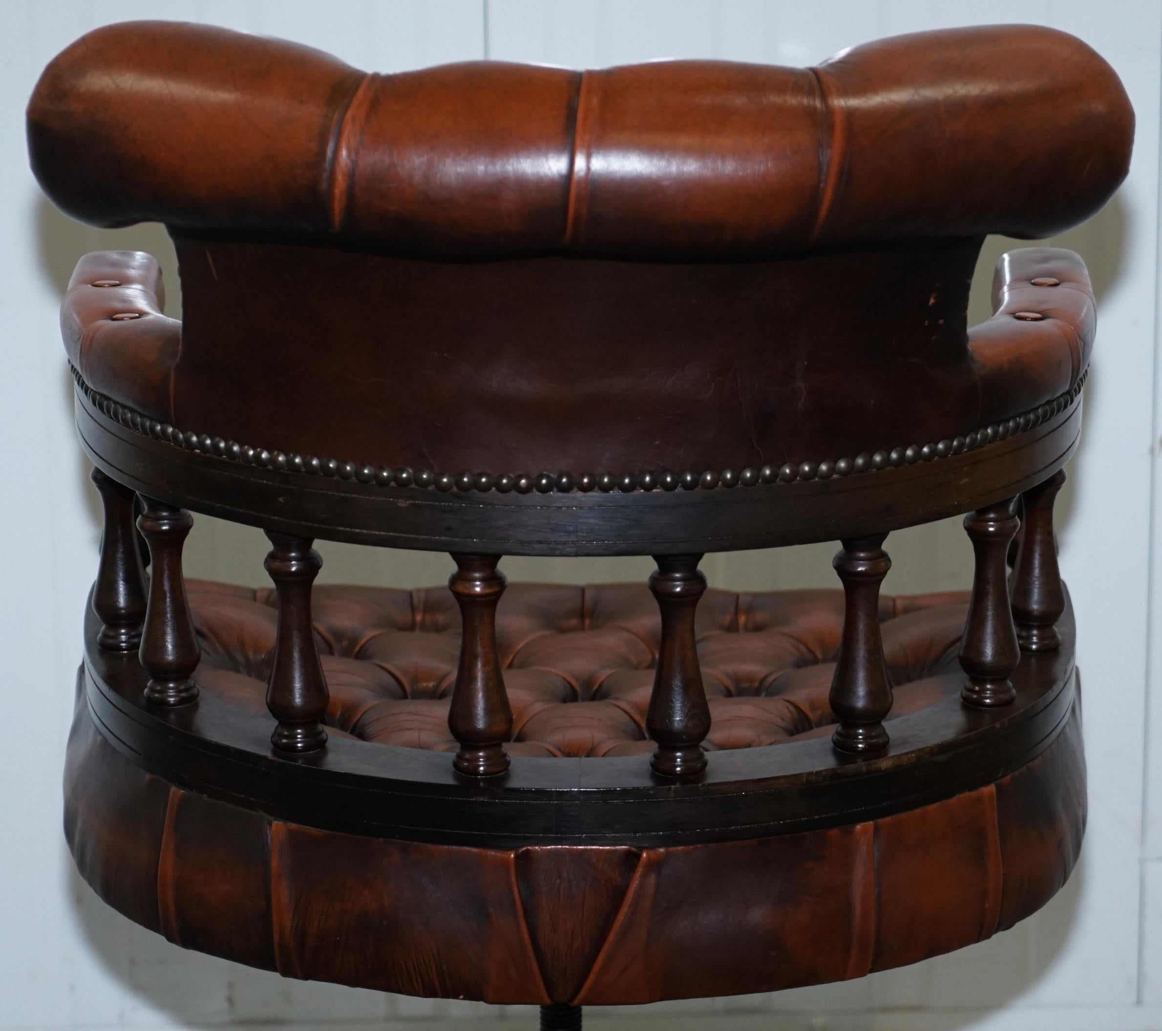 Lovely Restored 1967 Chesterfield Vintage Brown Leather Directors Captains Chair 8