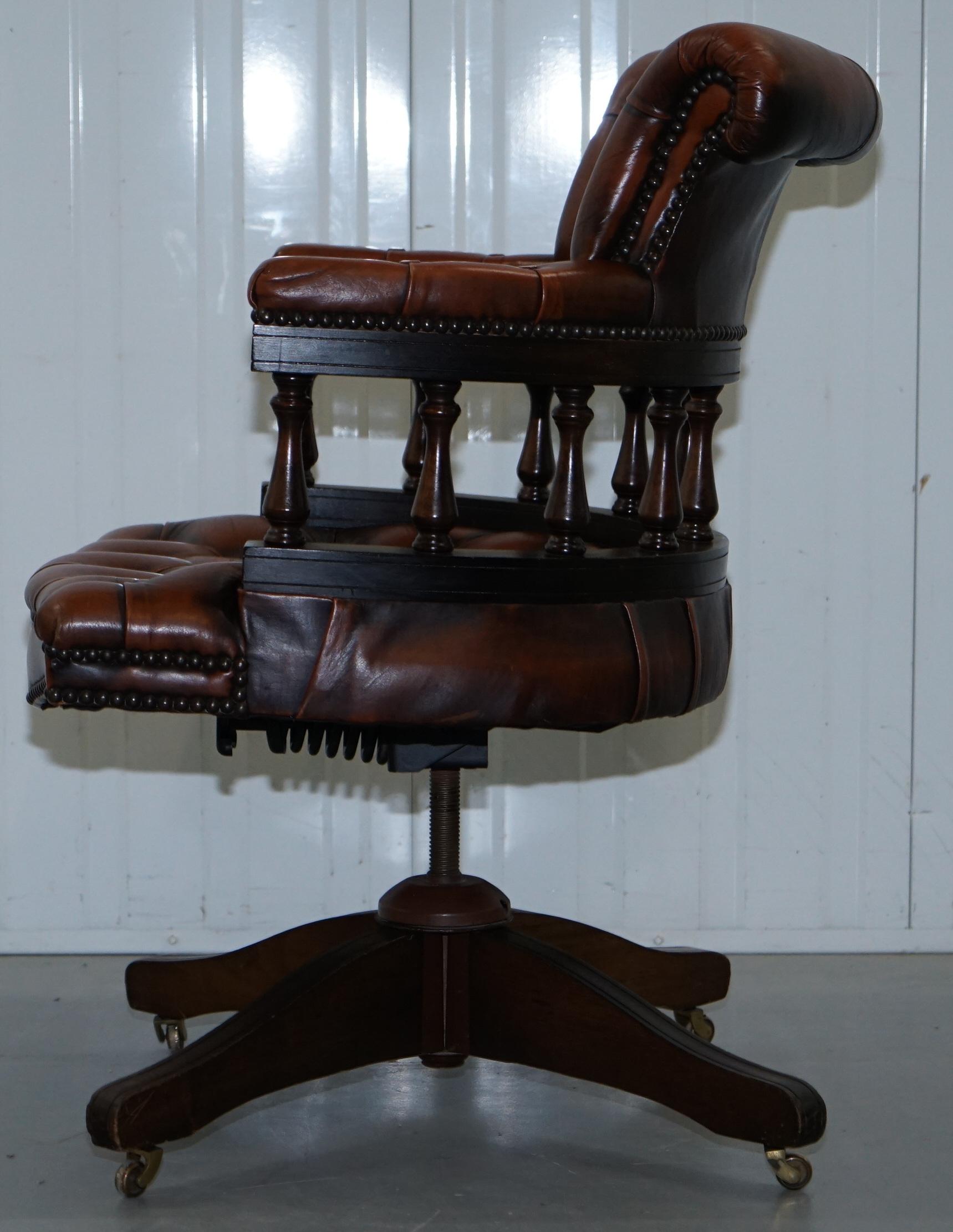 Lovely Restored 1967 Chesterfield Vintage Brown Leather Directors Captains Chair 10