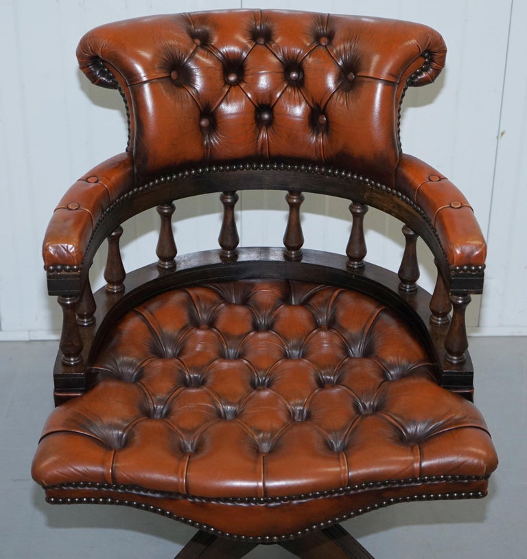 Lovely Restored 1967 Chesterfield Vintage Brown Leather Directors