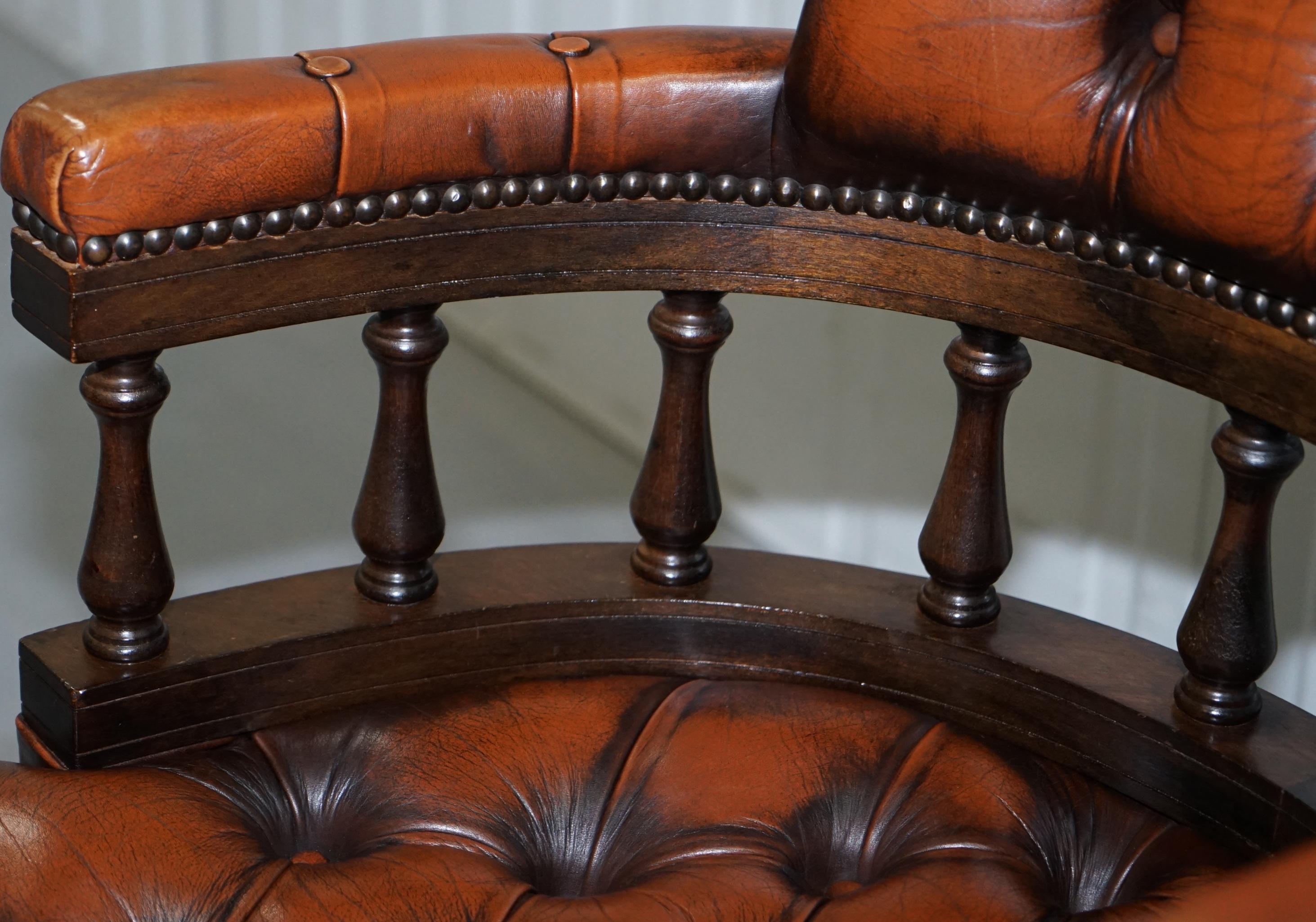 Hand-Crafted Lovely Restored 1967 Chesterfield Vintage Brown Leather Directors Captains Chair