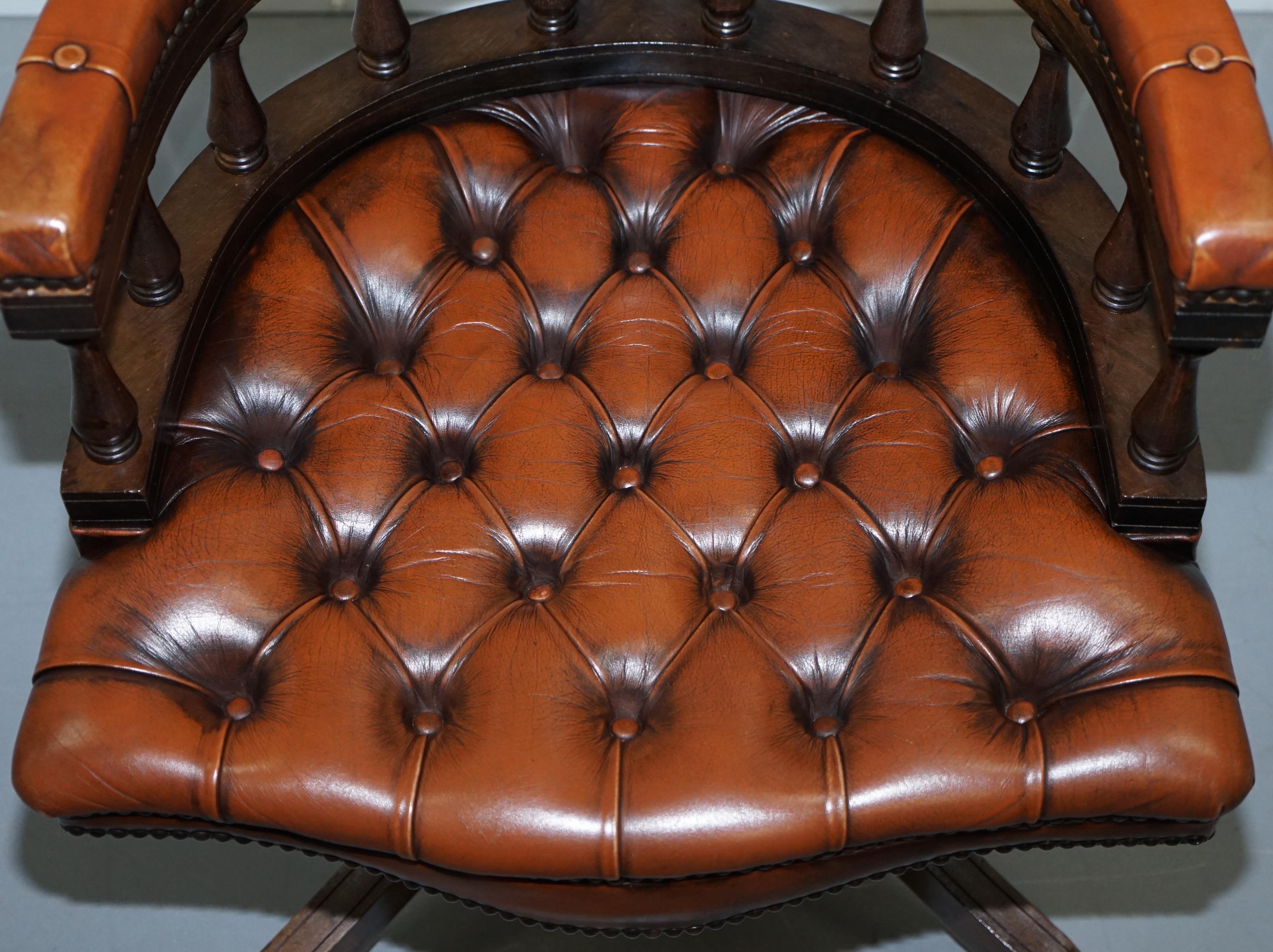 20th Century Lovely Restored 1967 Chesterfield Vintage Brown Leather Directors Captains Chair