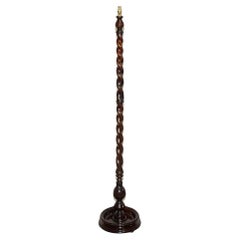 LOVELY RESTORED EDWARDIAN HARDWOOD BARLEY TWiST FLOOR LAMP