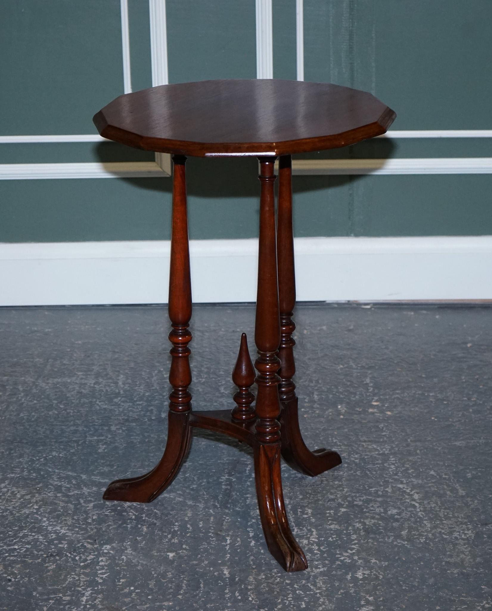 We are excited to present this Restored French Polished Hexagon Hardwood Side Table.

Condition-wise, there will be some aged-related marks, please look carefully at the pictures.
Also aged related and marks of honest use.

Please carefully