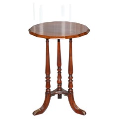 Lovely Restored Hardwood Hexagon Side Table with Curved Spade Feet