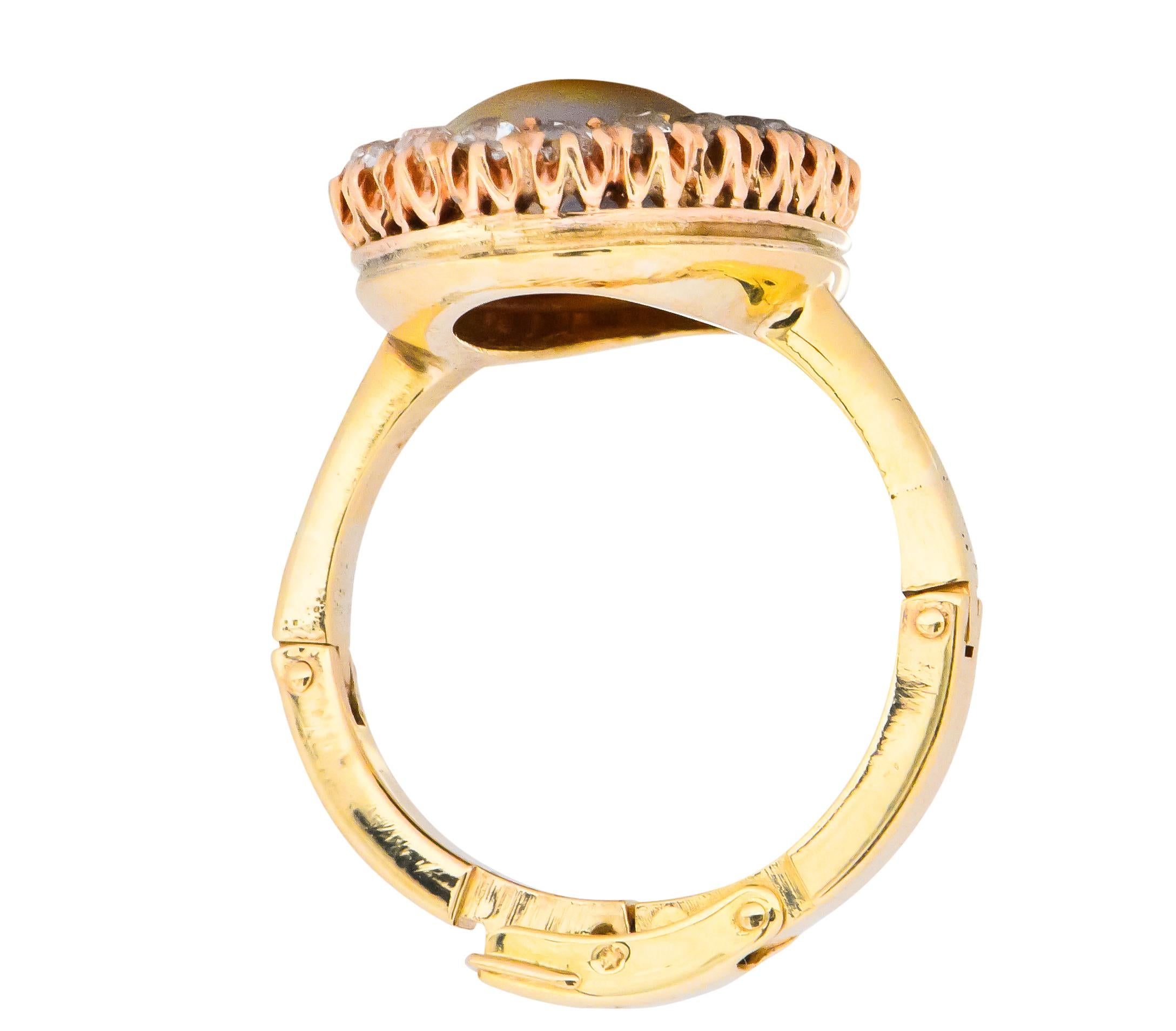 Lovely Retro 0.65 Carat Diamond Opal 14 Karat Gold Ring 2