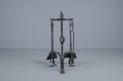 Lovely Round Cast Iron Fireplace Tool, 1950s, Austria