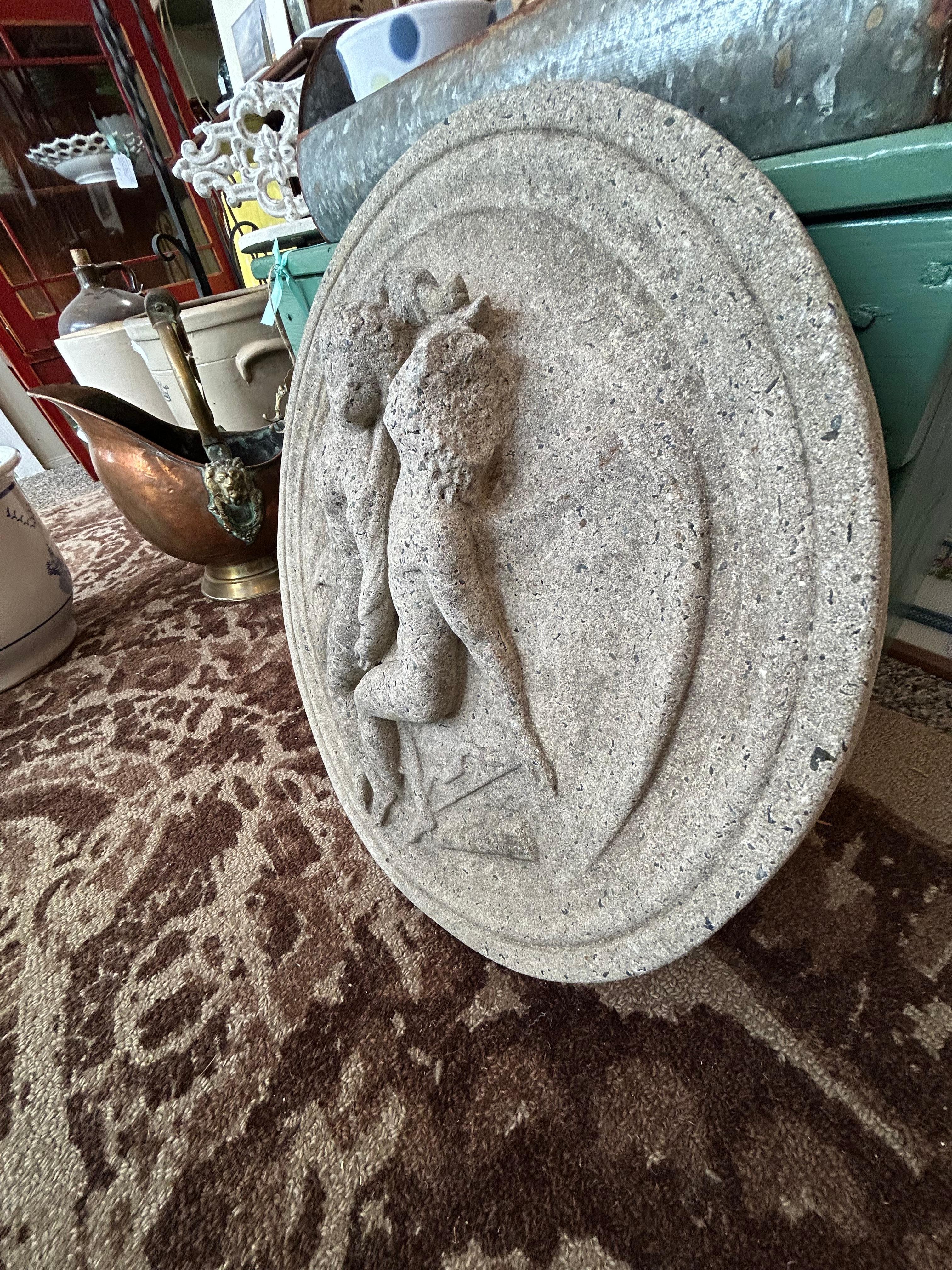Béton Jolie sculpture murale ronde en béton de jardin en relief figuratif