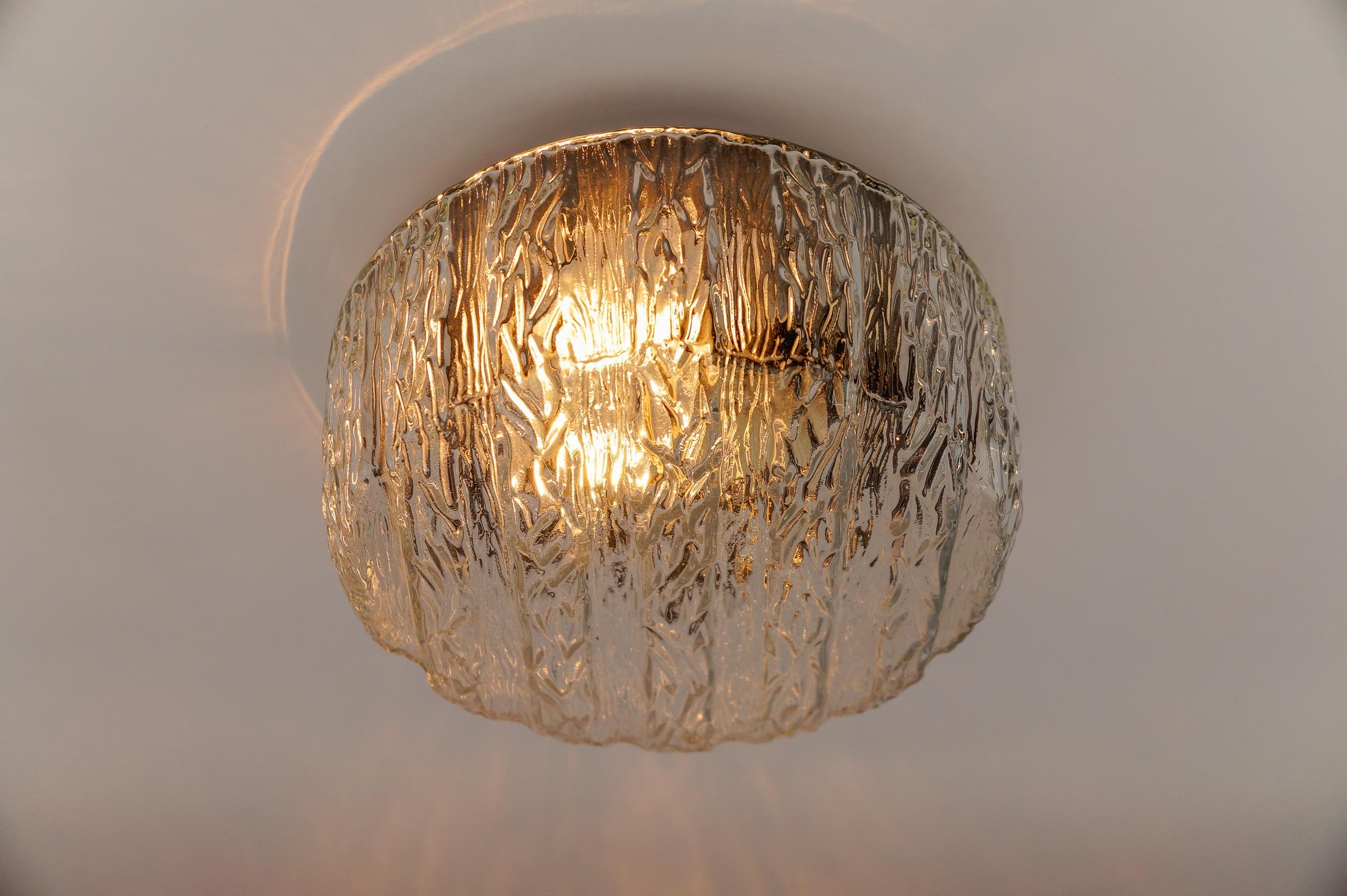 Mid-20th Century Lovely Round Glass Flush Mount Light or Wall Lamp, 1960s Germany For Sale
