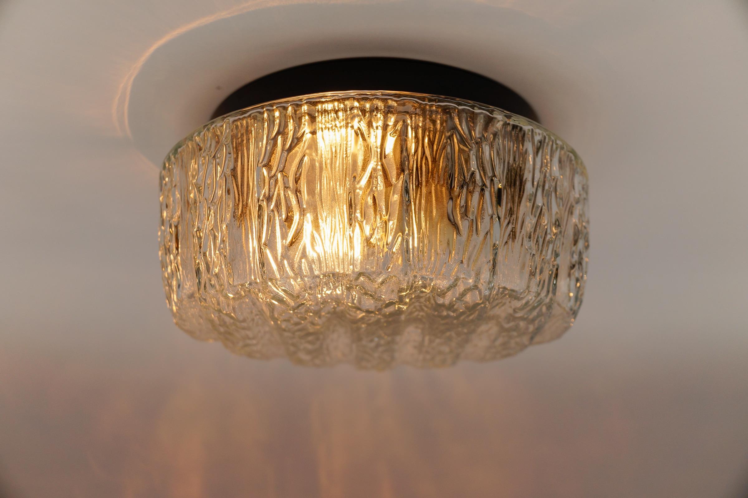 Lovely Round Glass Flush Mount Light or Wall Lamp, 1960s Germany For Sale 1