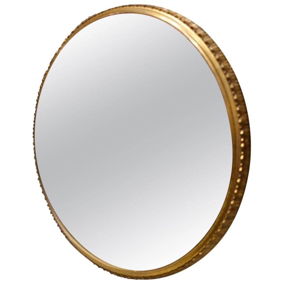 Lovely Round Italian Midcentury Brass Mirror