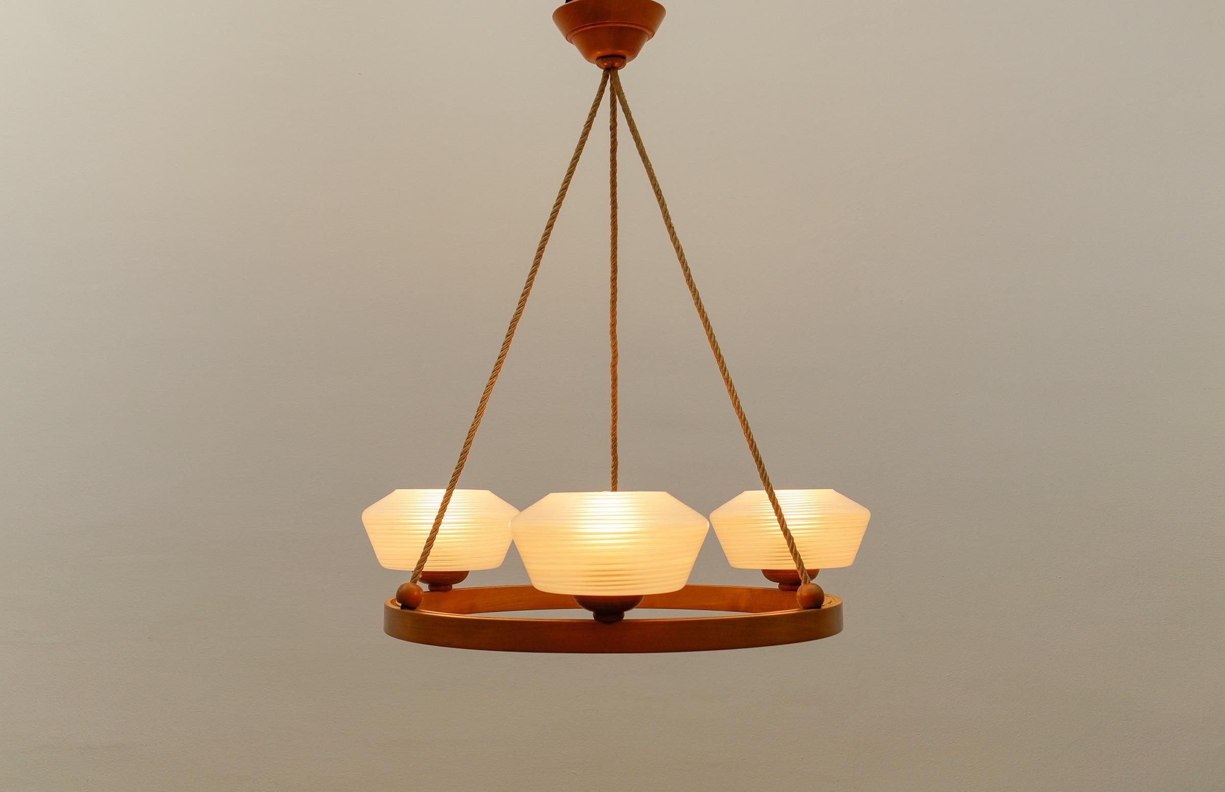 Graziosa lampada da soffitto rotonda in compensato The Modern Scandinavian, metà del secolo scorso, 1950 in vendita 5