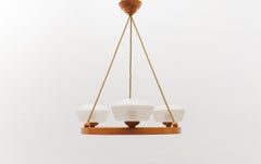 Lovely Round Plywood Scandinavian Mid-Century Modern Ceiling Lamp, 1950s