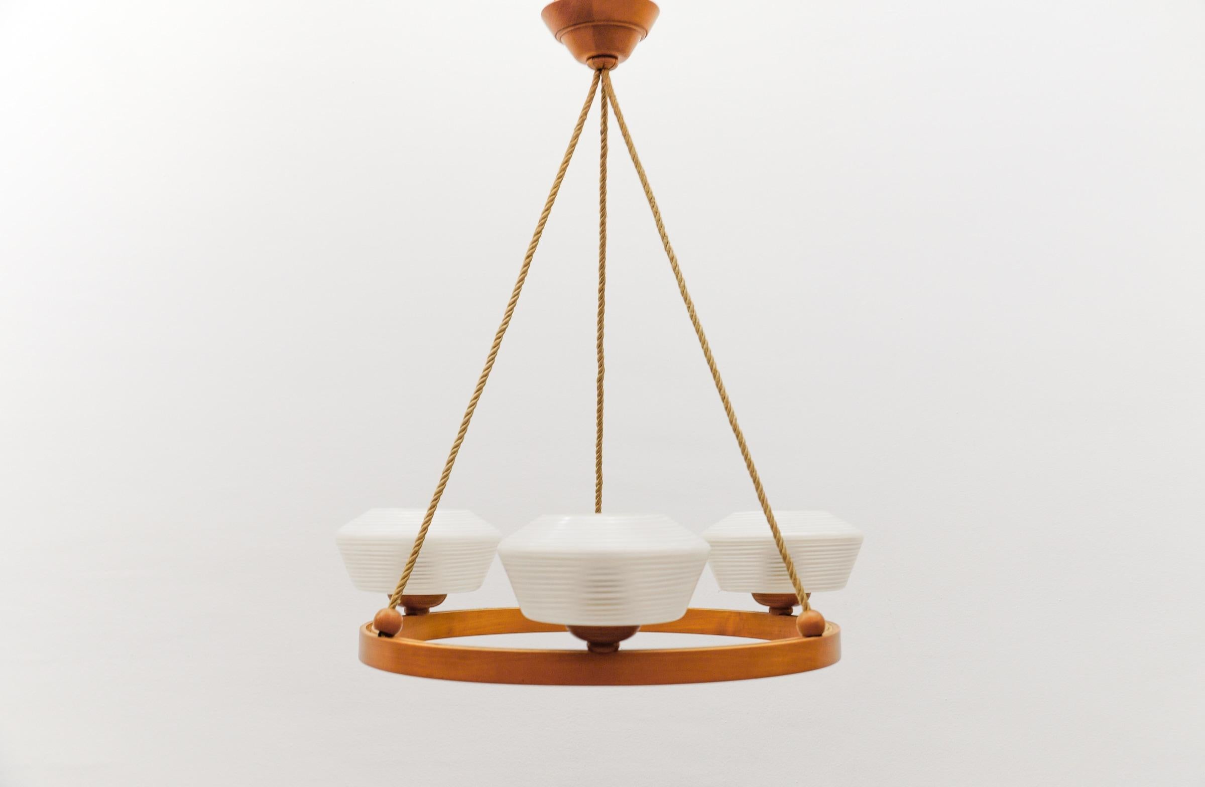 Mid-Century moderno Graziosa lampada da soffitto rotonda in compensato The Modern Scandinavian, metà del secolo scorso, 1950 in vendita