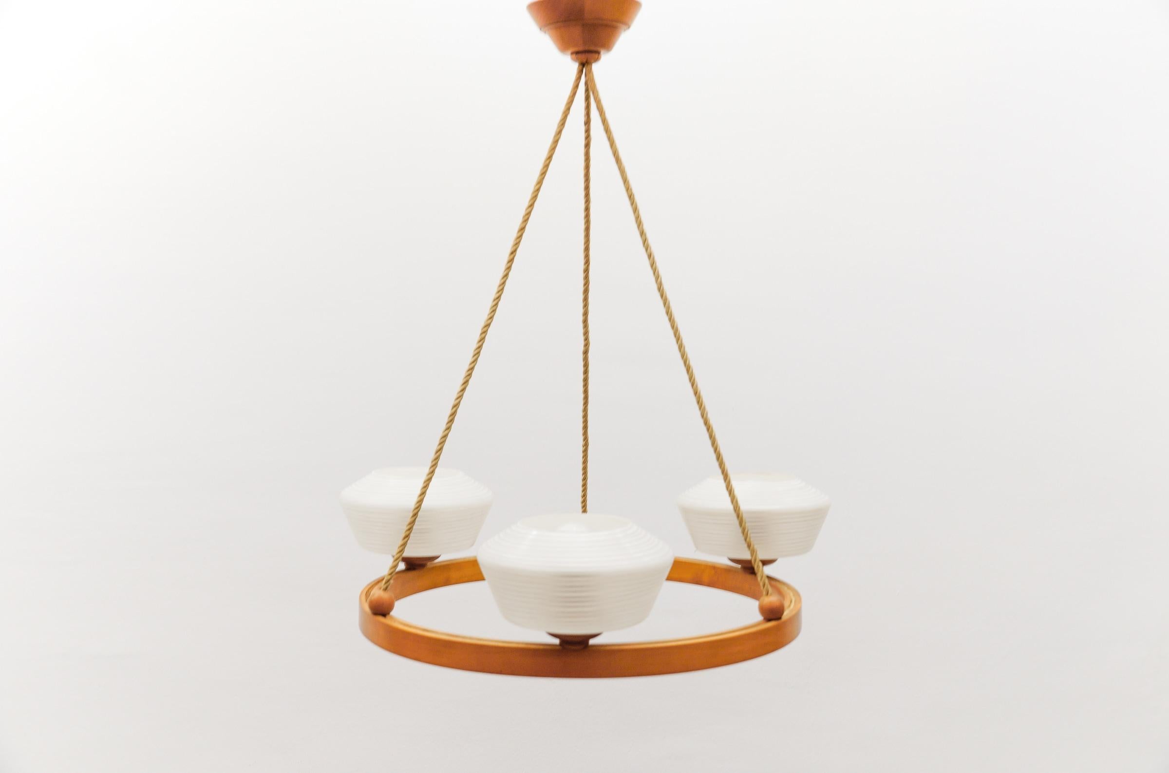 Graziosa lampada da soffitto rotonda in compensato The Modern Scandinavian, metà del secolo scorso, 1950 In condizioni buone in vendita a Nürnberg, Bayern