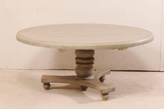 Lovely Round-Shaped Painted Wood Dining Table on Turned Pedestal
