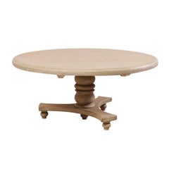 Lovely Round-Shaped Painted Wood Dining Table on Turned Pedestal