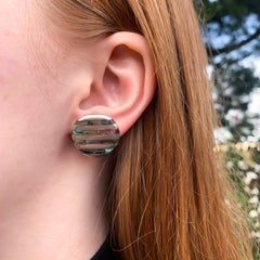 Lovely Round Silver & Abalone Shell Stud Earrings