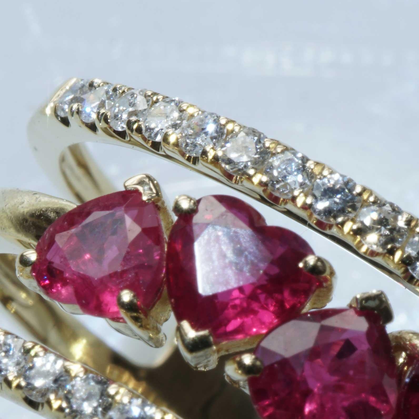 Lovely Ruby Brilliant Ring 5 Hearts 1.20 ct and 0.40 ct beautiful Quality  11