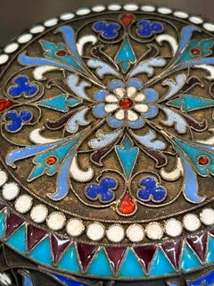 Wunderschöne antike russische Cloisonné-Pillendose