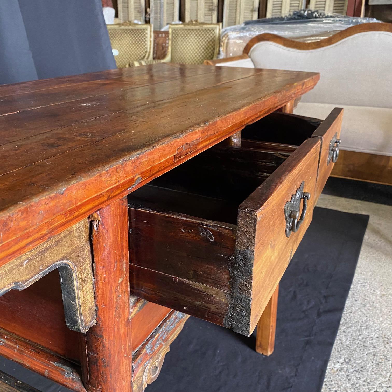 Primitive Lovely Rustic Distressed Console Table from Maine