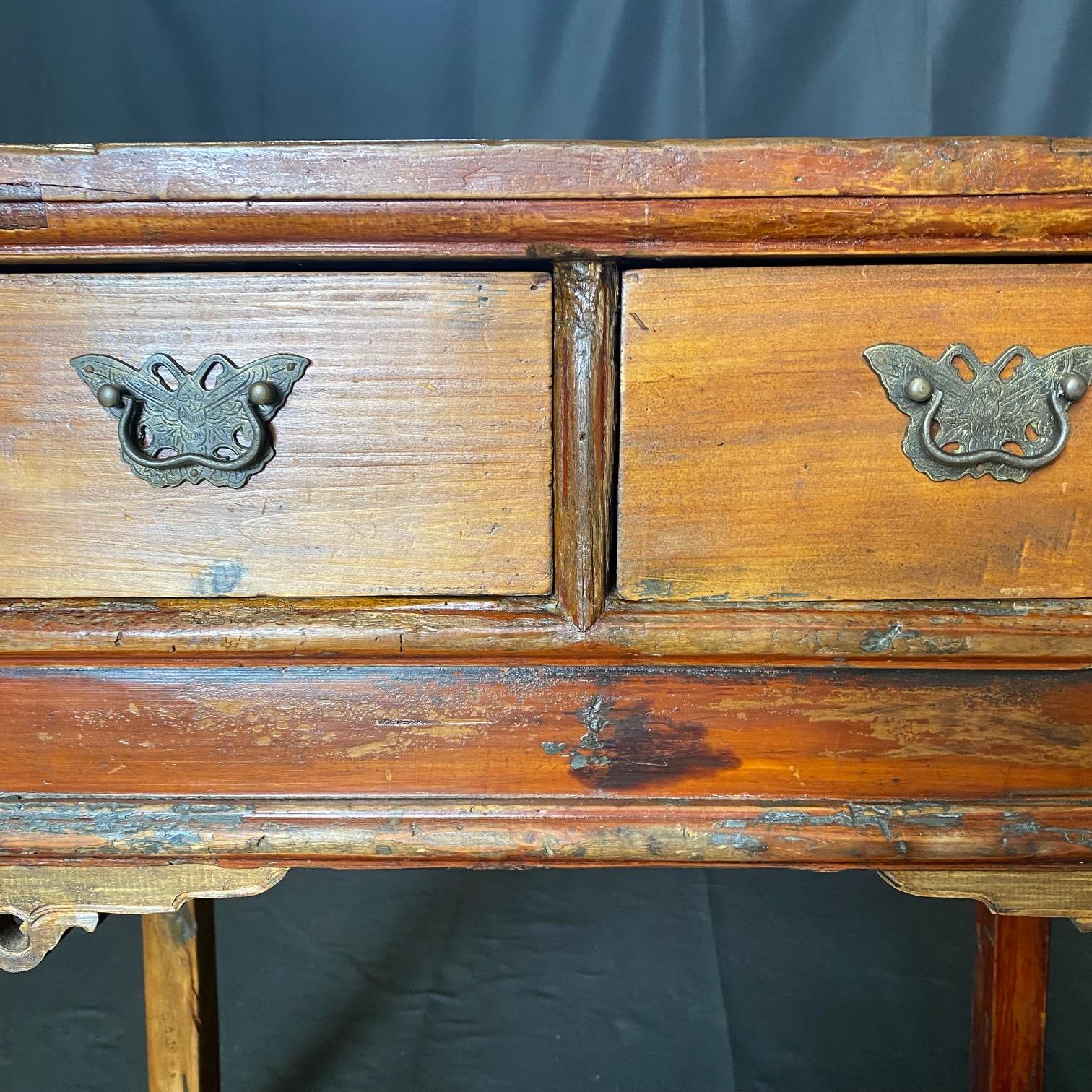 American Lovely Rustic Distressed Console Table from Maine