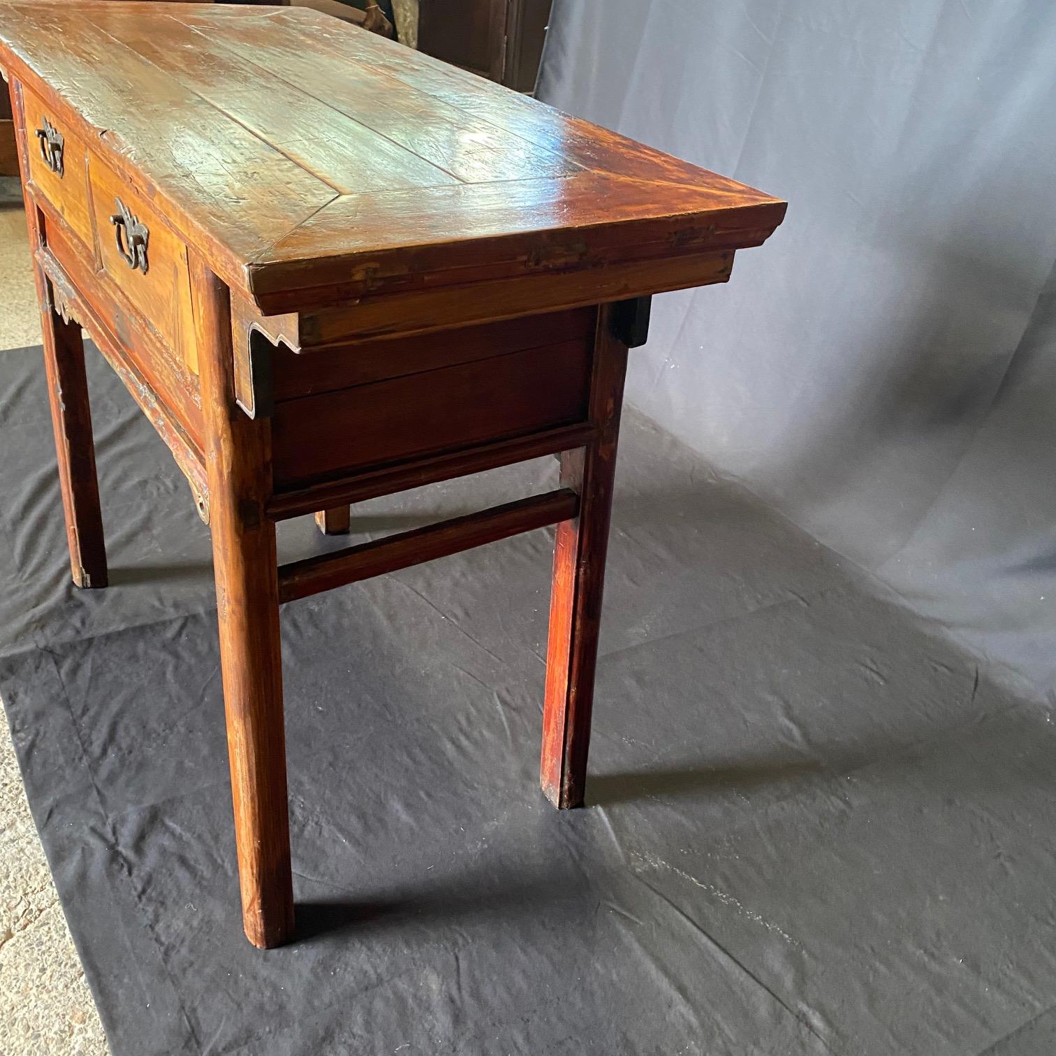 Wood Lovely Rustic Distressed Console Table from Maine