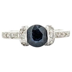 Lovely Sapphire & Diamond Ring in 18k White Gold