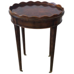 Lovely Scalloped Edge Burl Wood Oval End Side Table