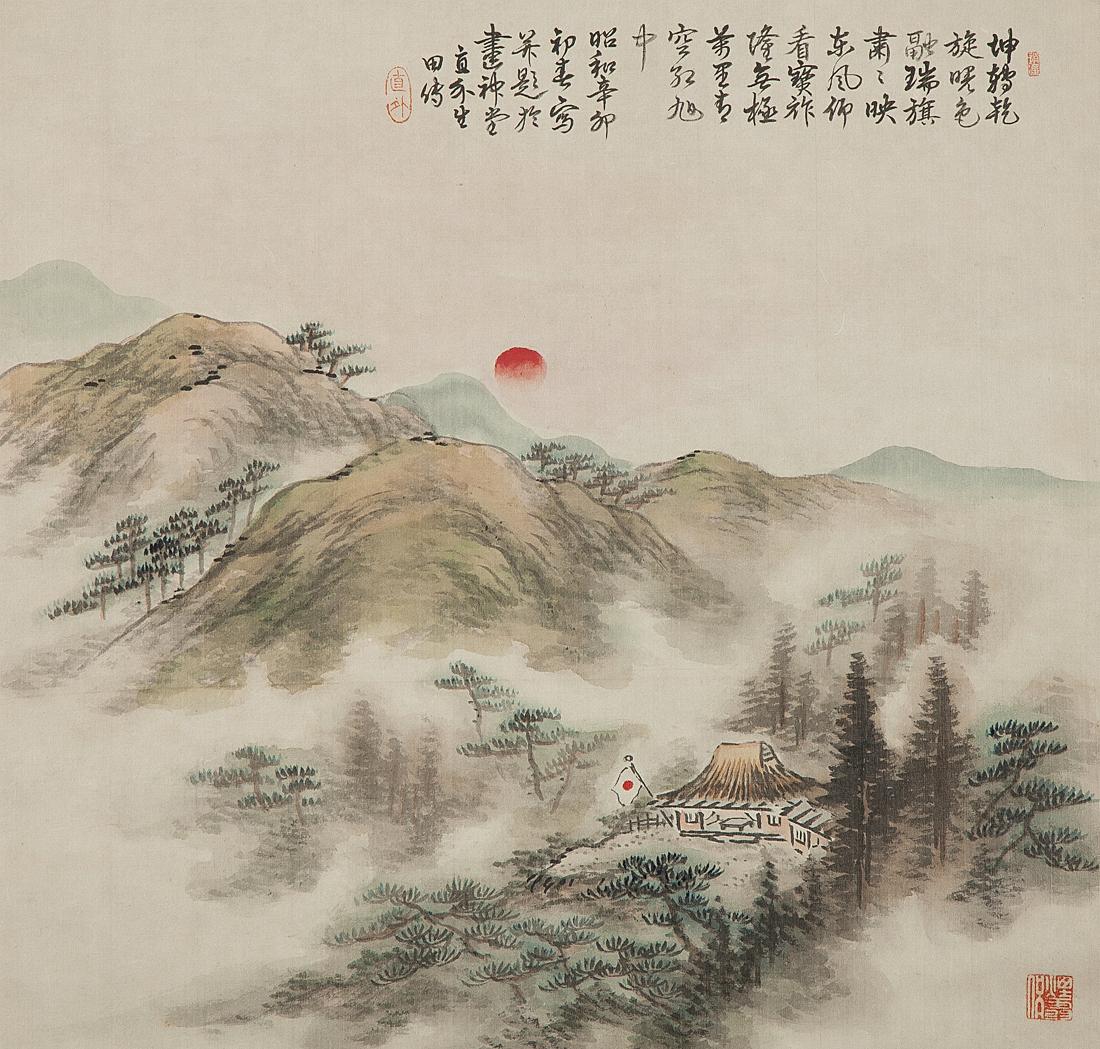 Meiji Lovely Scroll Painting Japan, 20th Century 'Showa' Artist Landscape Scene For Sale