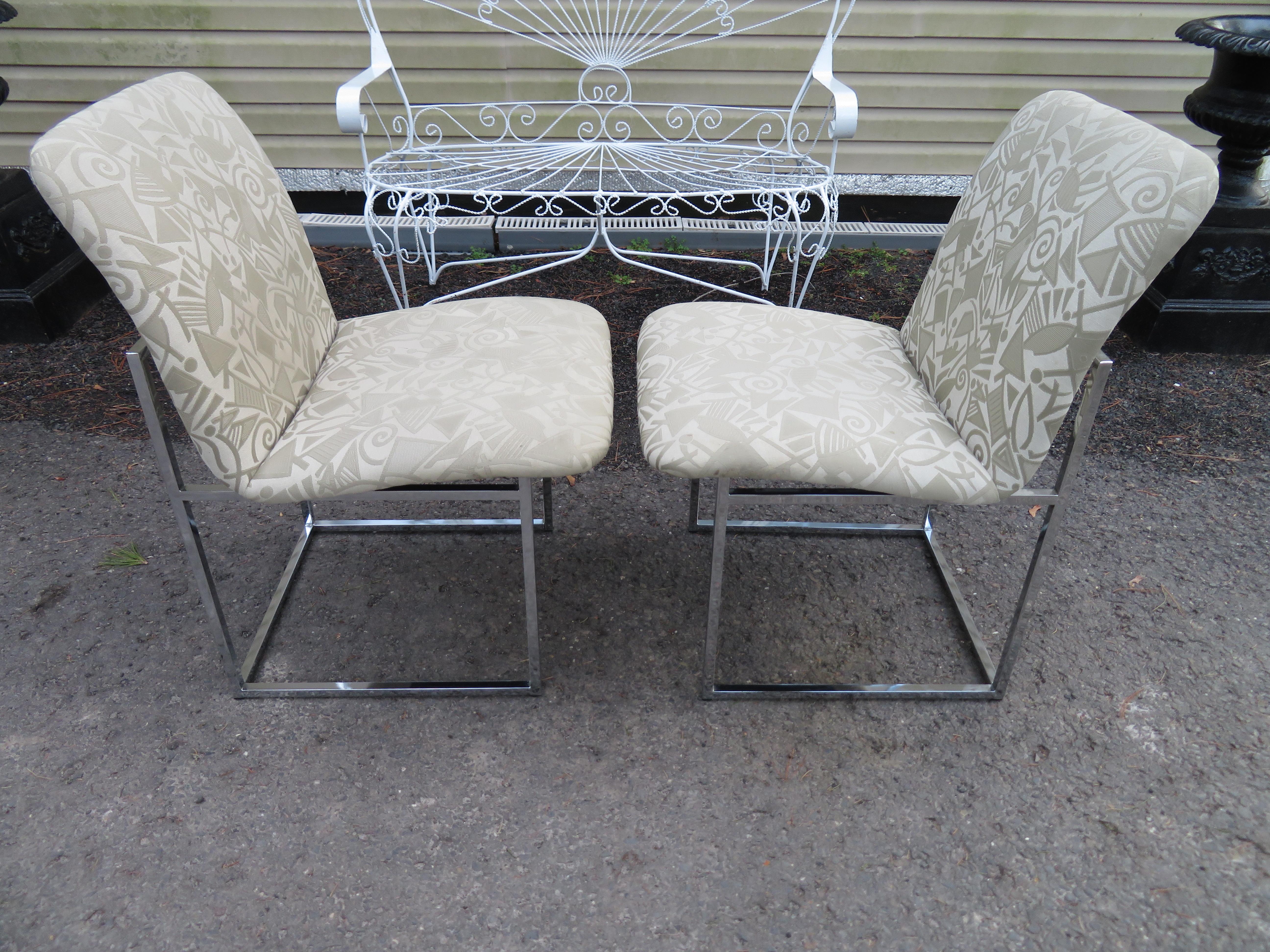 Lovely Set 6 Design Institute of America Chrome Dining Chairs For Sale 8