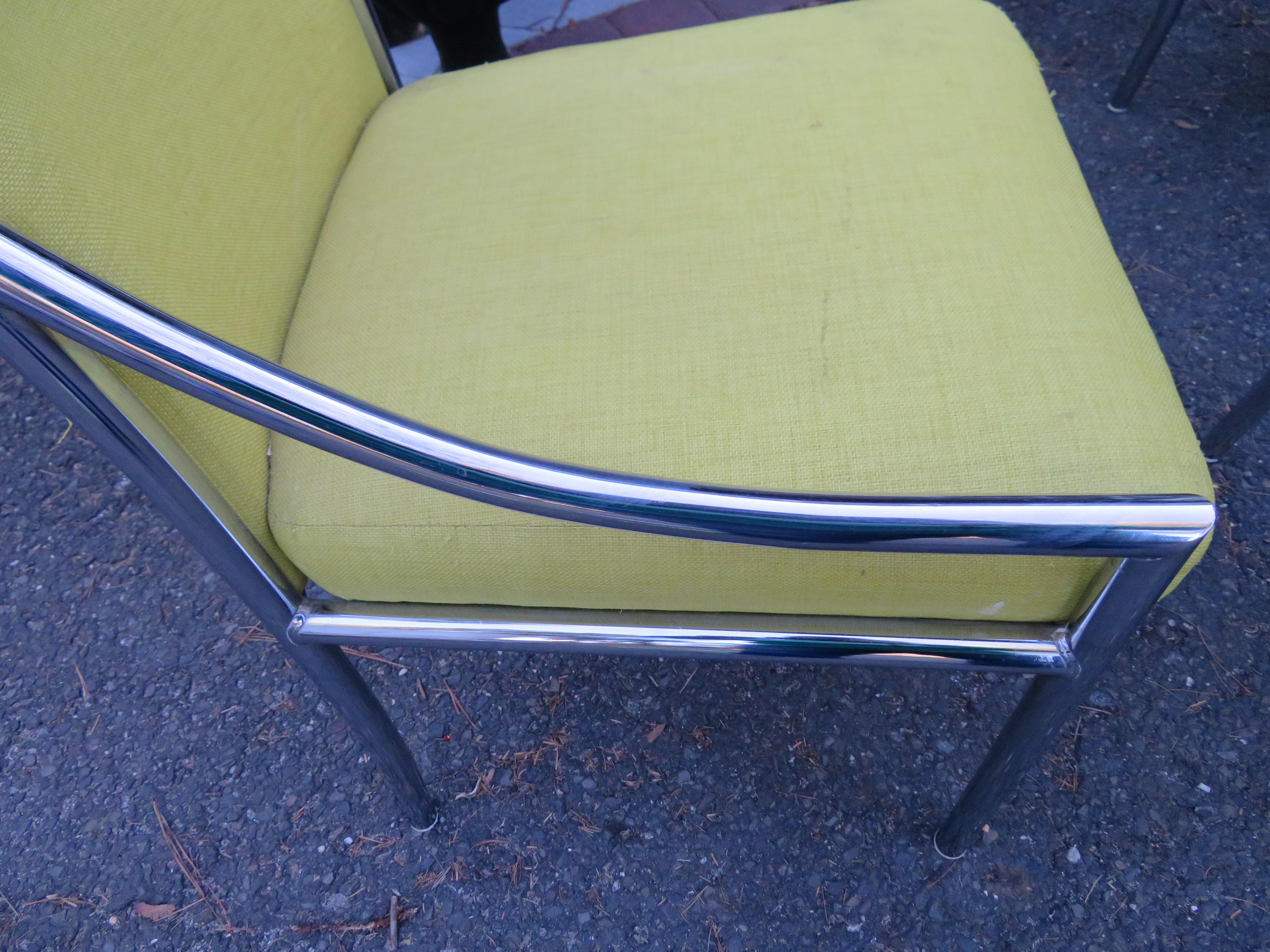 Late 20th Century Lovely Set 6 Milo Baughman Style Chrome Dining Chairs Mid-Century Modern For Sale