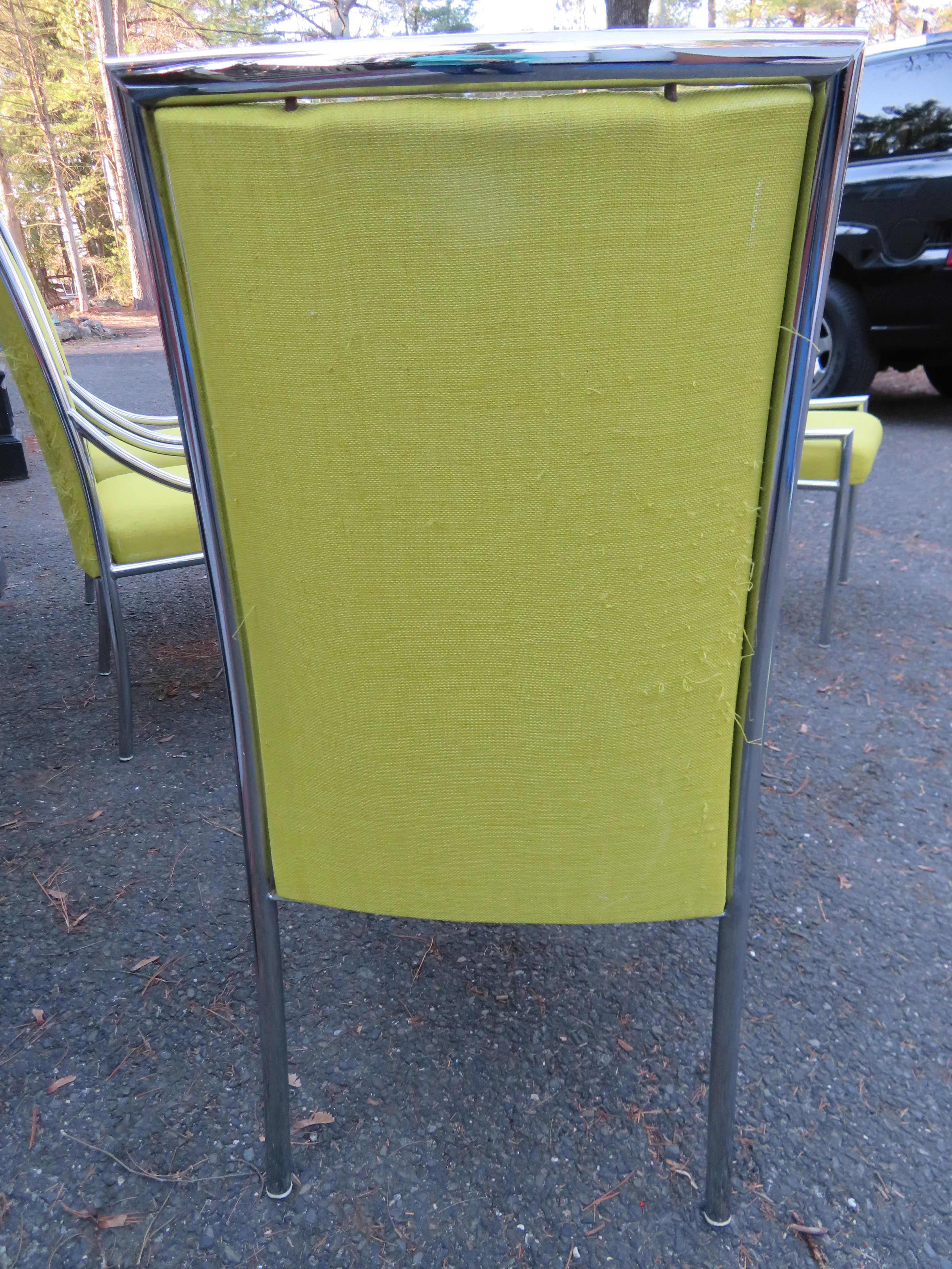 Lovely Set 6 Milo Baughman Style Chrome Dining Chairs Mid-Century Modern For Sale 1