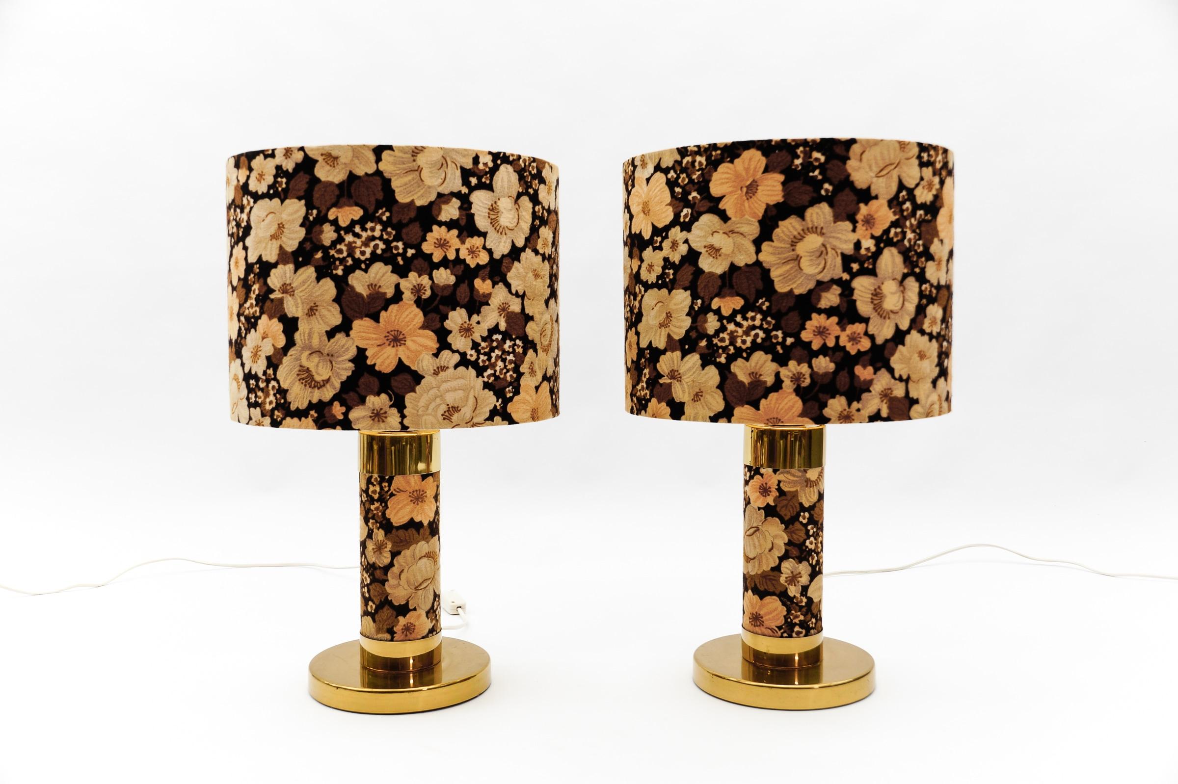 Mid-20th Century Lovely Set of 2 Floral Table Lamps in Hollywood Regency Style, Germany, 1960s