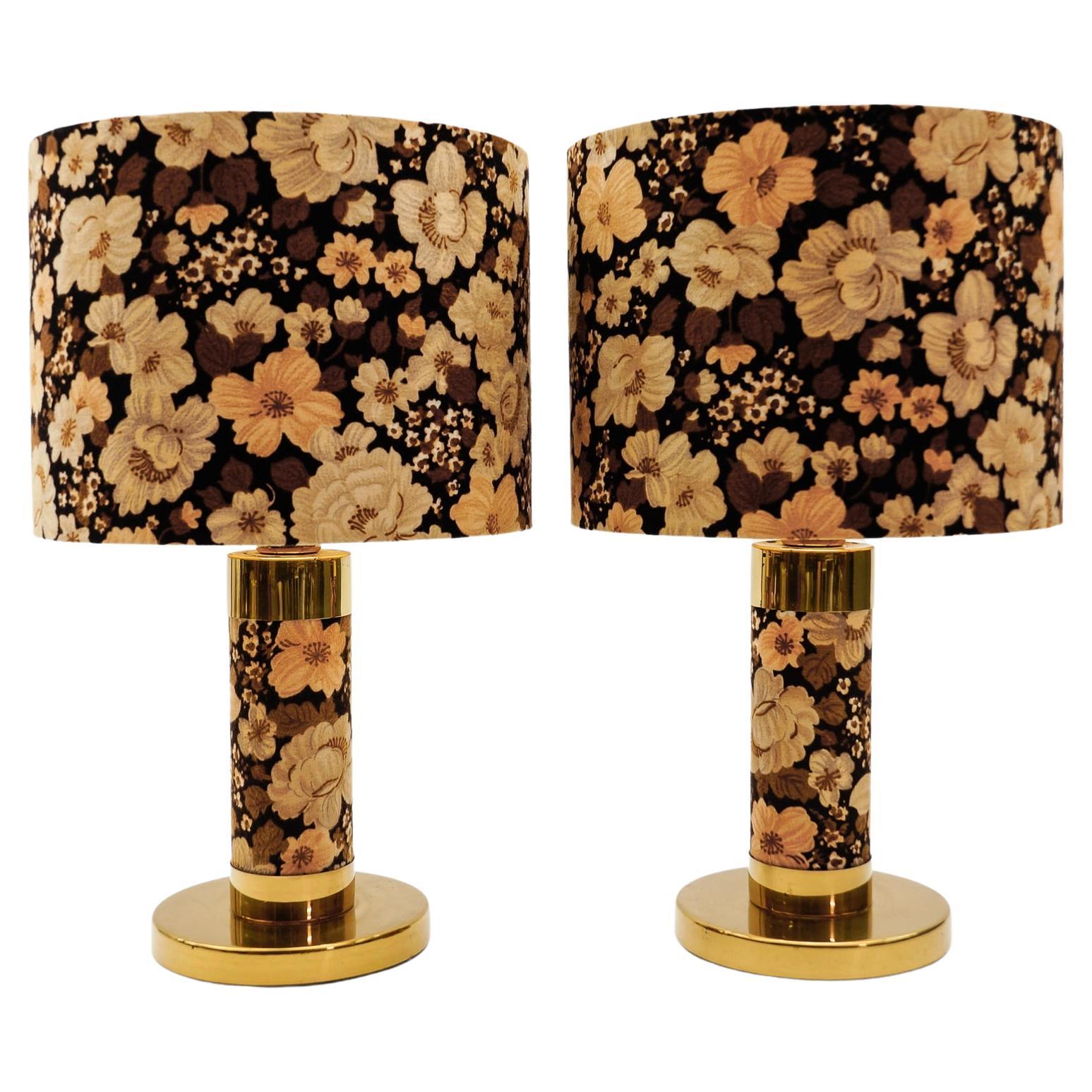 Lovely Set of 2 Floral Table Lamps in Hollywood Regency Style, Germany, 1960s