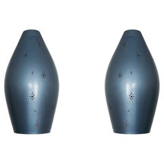 Lovely set of 2 Perforated Blue Pendant Lamps