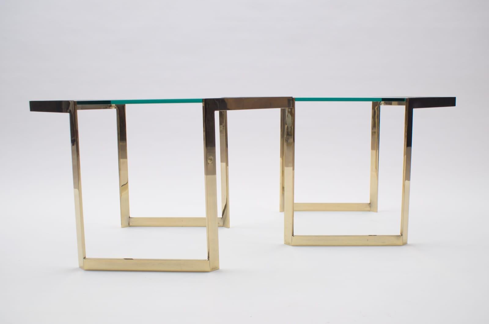 Lovely Set of 4 Brass Modular Side Tables, France, 1960s 4