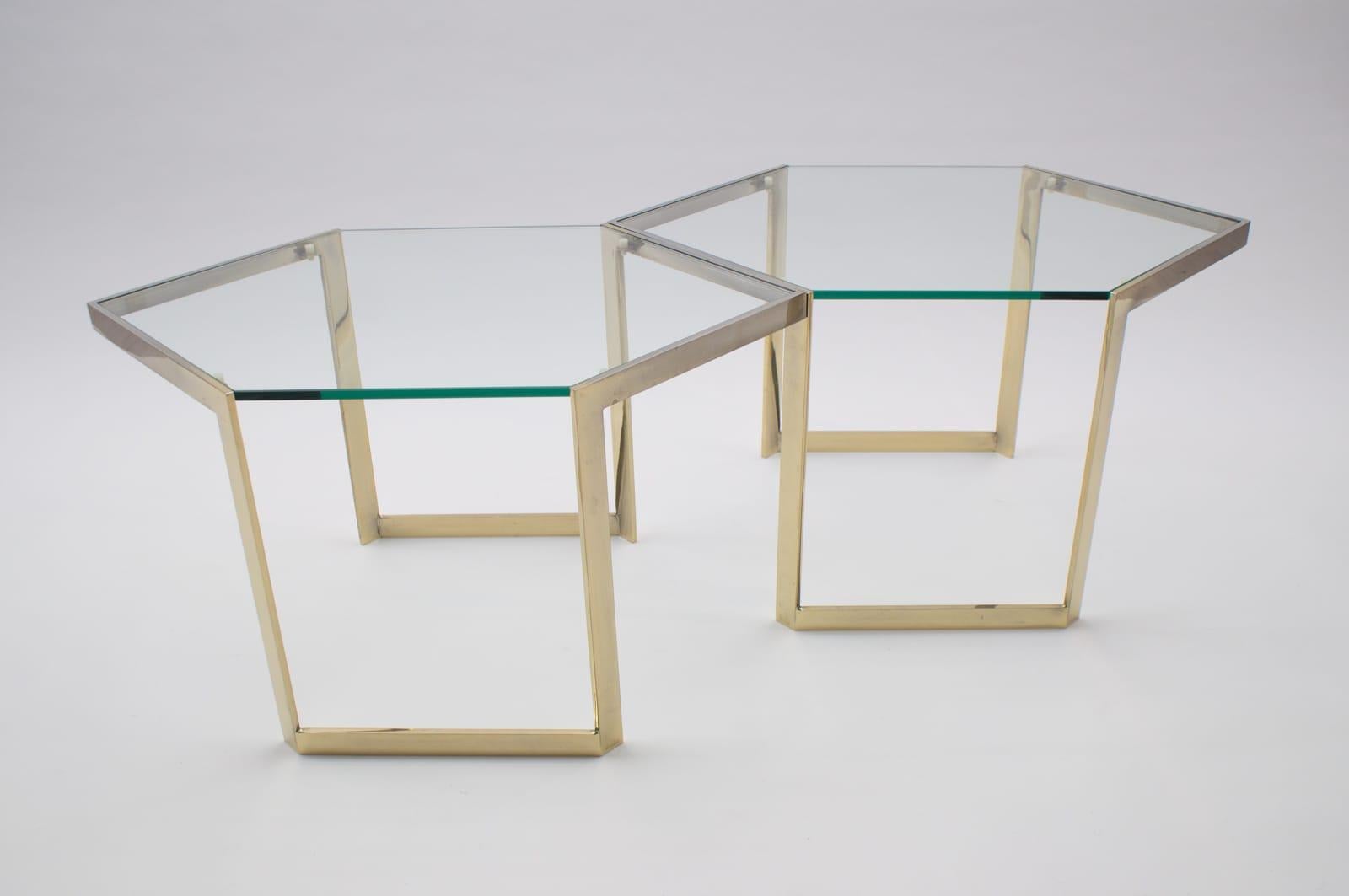 Lovely Set of 4 Brass Modular Side Tables, France, 1960s 5