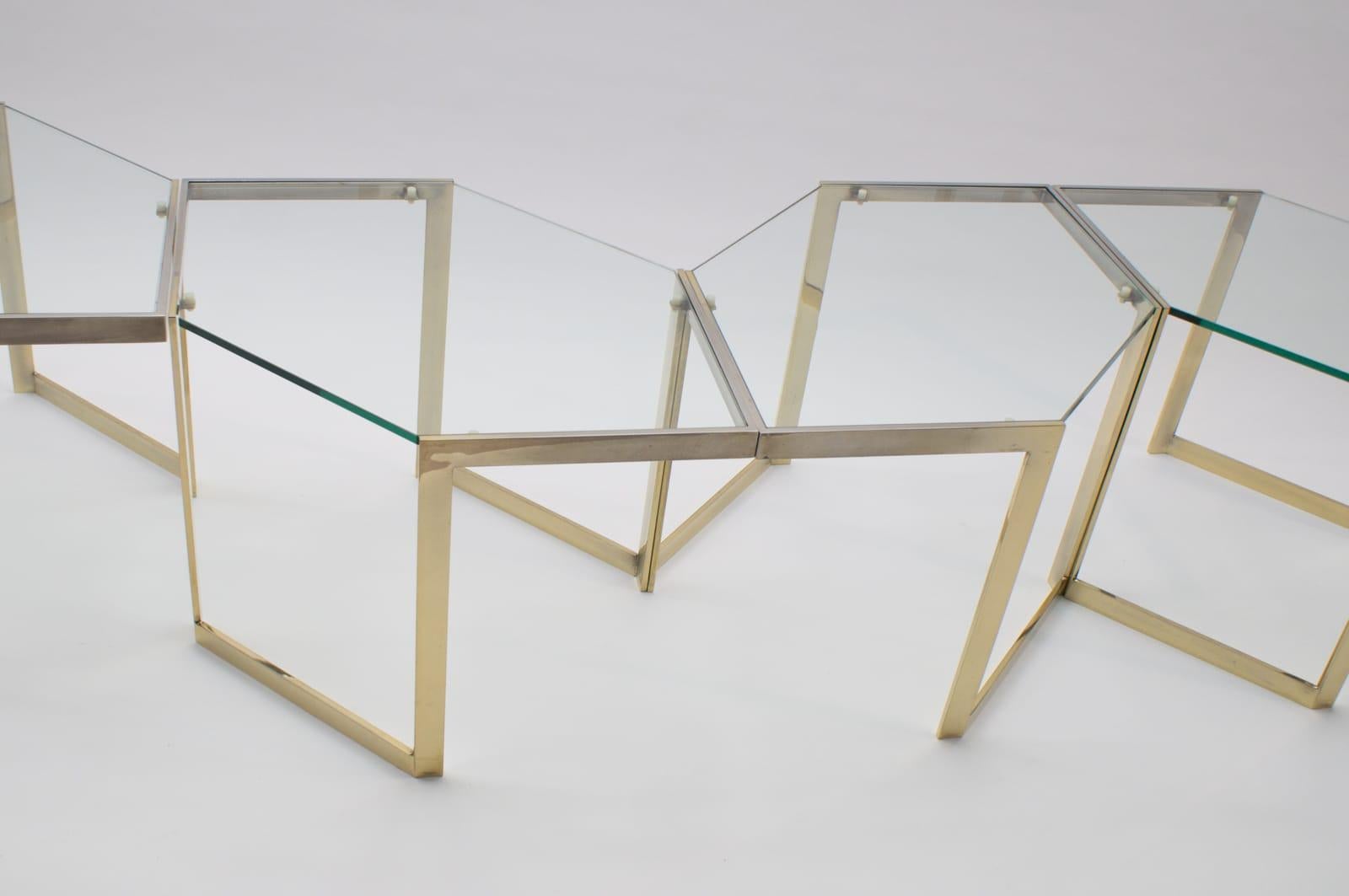 Lovely Set of 4 Brass Modular Side Tables, France, 1960s In Good Condition In Nürnberg, Bayern